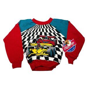 Vintage 90s Race Car Racing Crewneck Sweatshirt NOS Kids Size 4T